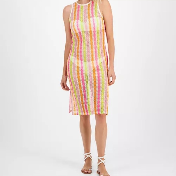 NWT Miken Women's Open Knit Sleeveless Coverup Dress Medium - Picture 1 of 3